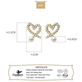 TrustDavis Sweet Heart Pearl CZ Stud Earrings - DE0035