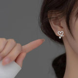 TrustDavis Sweet Heart Pearl CZ Stud Earrings - DE0035