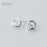 925 Sterling Silver Round Clear CZ Stud Earrings For Women