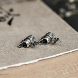 925 Silver Retro Skull King Crown Stud Earring Domineering Skeleton Jewelry