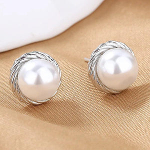S925 Silver Earrings 10MM Pearls Charm Engagement Jewelry