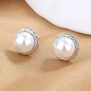 S925 Silver Earrings 10MM Pearls Charm Engagement Jewelry