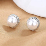 S925 Silver Earrings 10MM Pearls Charm Engagement Jewelry