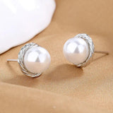 S925 Silver Earrings 10MM Pearls Charm Engagement Jewelry