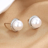 S925 Silver Earrings 10MM Pearls Charm Engagement Jewelry