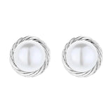 S925 Silver Earrings 10MM Pearls Charm Engagement Jewelry