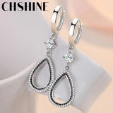 925 Sterling Silver Water Drop Zircon Earrings for Wedding Jewelry