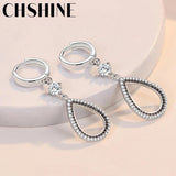 925 Sterling Silver Water Drop Zircon Earrings for Wedding Jewelry