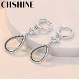 925 Sterling Silver Water Drop Zircon Earrings for Wedding Jewelry