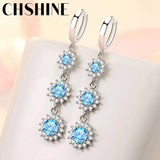 925 Silver Snowflake Zircon Earrings Wedding Party Gift