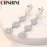 925 Silver Snowflake Zircon Earrings Wedding Party Gift