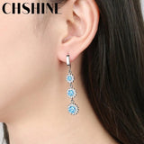 925 Silver Snowflake Zircon Earrings Wedding Party Gift