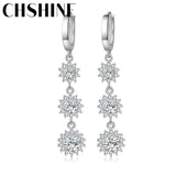 925 Silver Snowflake Zircon Earrings Wedding Party Gift