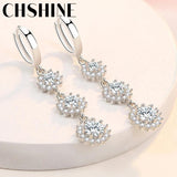 925 Silver Snowflake Zircon Earrings Wedding Party Gift