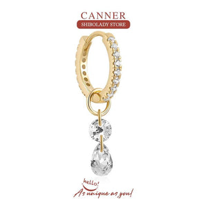 Silver 925 Zircon Drop Hoop Earring for Women, Party Weeding Fine Jewelry