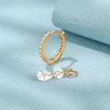 Silver 925 Zircon Drop Hoop Earring for Women, Party Weeding Fine Jewelry