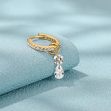 Silver 925 Zircon Drop Hoop Earring for Women, Party Weeding Fine Jewelry