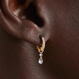 Silver 925 Zircon Drop Hoop Earring for Women, Party Weeding Fine Jewelry