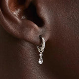 Silver 925 Zircon Drop Hoop Earring for Women, Party Weeding Fine Jewelry