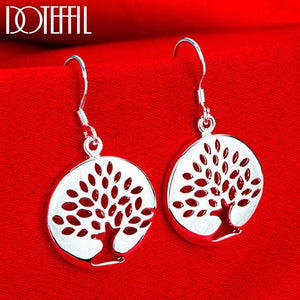 925 Silver Tree Drop Earrings Charm Women Jewelry Gift