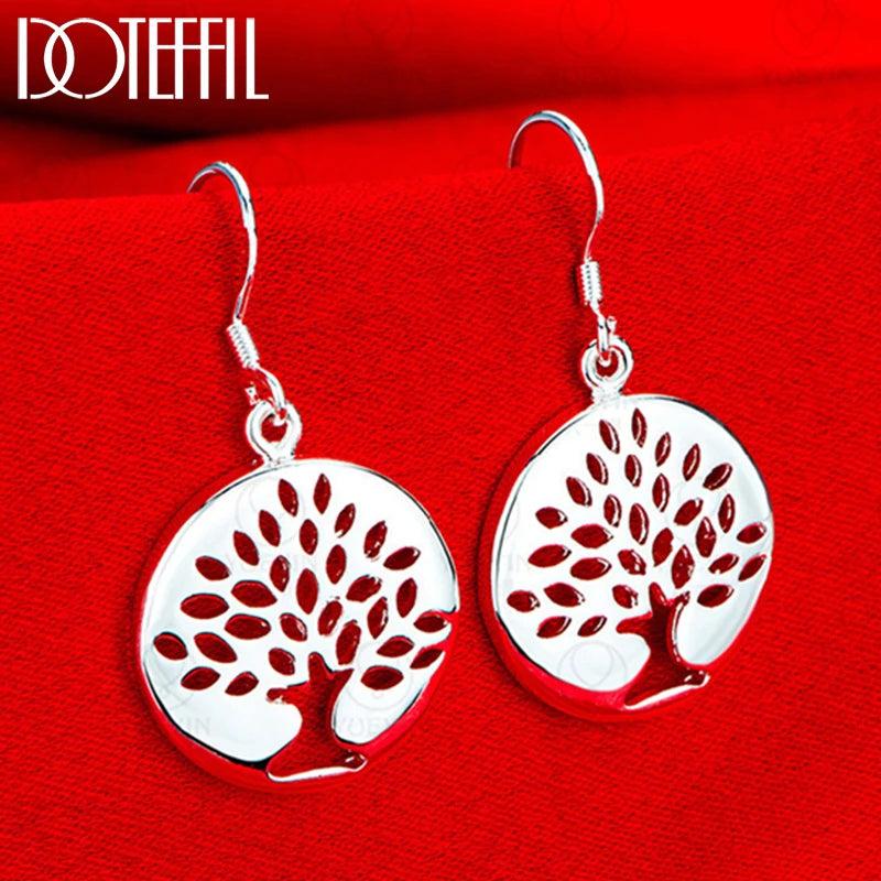 925 Silver Tree Drop Earrings Charm Women Jewelry Gift