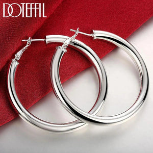 Sterling Silver 50mm Round Circle Hoop Earrings Wedding Jewelry
