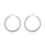 Sterling Silver 50mm Round Circle Hoop Earrings Wedding Jewelry