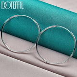 925 Silver 50mm Big Circle Hoop Earrings Wedding Party Jewelry