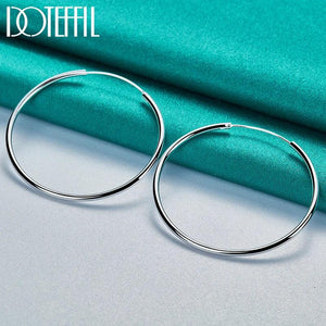 925 Silver 50mm Big Circle Hoop Earrings Wedding Party Jewelry