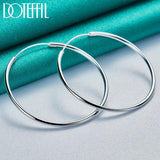 925 Silver 50mm Big Circle Hoop Earrings Wedding Party Jewelry