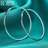 925 Silver 50mm Big Circle Hoop Earrings Wedding Party Jewelry