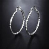925 Silver Square 40mm Circle Hoop Earrings Women Gift Charm Engagement