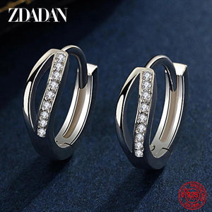 925 Silver Zircon Hoop Earrings for Women - Wedding Party Jewelry