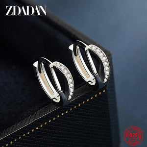 925 Silver Zircon Hoop Earrings for Women - Wedding Party Jewelry