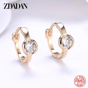 925 Silver CZ Hoop Earrings For Women 18k Wedding Party Gift