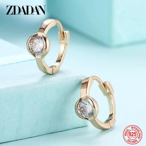925 Silver CZ Hoop Earrings For Women 18k Wedding Party Gift