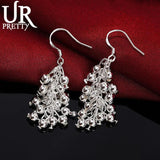 925 Silver Grape Beads Earrings Wedding Party Jewelry