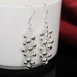 925 Silver Grape Beads Earrings Wedding Party Jewelry