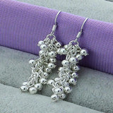 925 Silver Grape Beads Earrings Wedding Party Jewelry