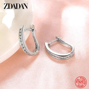 925 Silver Zircon Hoop Earrings for Wedding