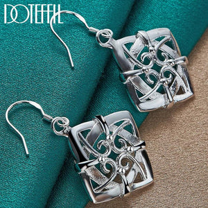925 Silver Square Drop Earring For Women Wedding Jewelry