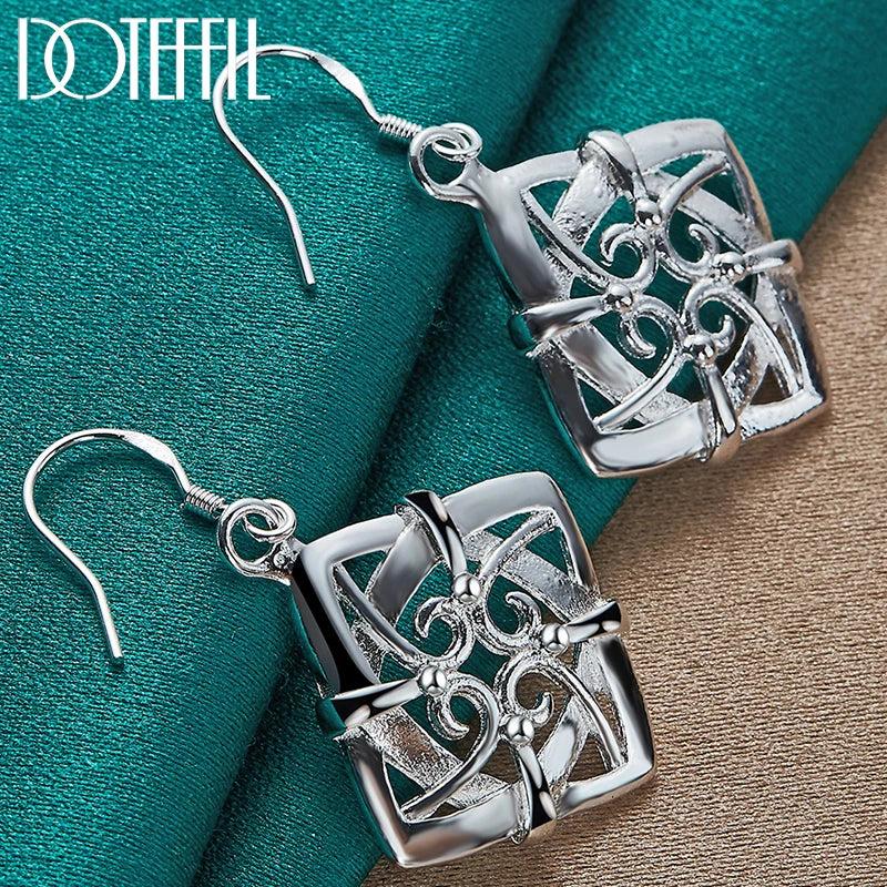 925 Silver Square Drop Earring For Women Wedding Jewelry