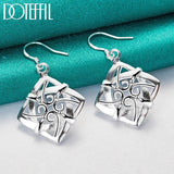 925 Silver Square Drop Earring For Women Wedding Jewelry