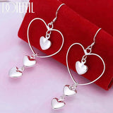 925 Silver Big Heart Drop Earring Wedding Engagement Party Jewelry