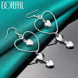 925 Silver Big Heart Drop Earring Wedding Engagement Party Jewelry