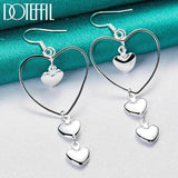 925 Silver Big Heart Drop Earring Wedding Engagement Party Jewelry