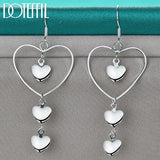 925 Silver Big Heart Drop Earring Wedding Engagement Party Jewelry