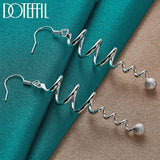 925 Silver Frosted Bead Drop Earrings Women Gift Jewelry