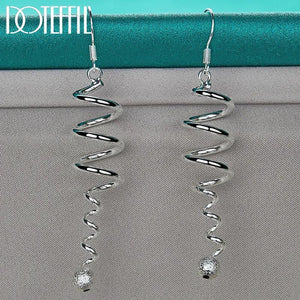 925 Silver Frosted Bead Drop Earrings Women Gift Jewelry