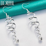 925 Silver Frosted Bead Drop Earrings Women Gift Jewelry
